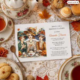 Invitation Fête d'anniversaire d'automne avec thé 