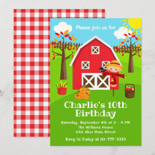 Invitation Fête d'anniversaire d'automne rouge de la basse-co