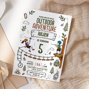 Invitation Fête d'anniversaire d'aventure en haut des arbres