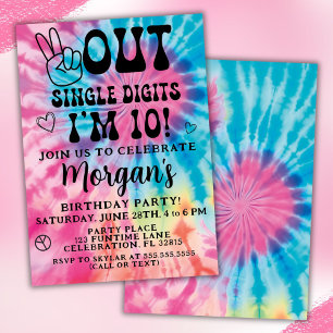 Invitation Fête d'anniversaire de 10 ans Peace Out Single Dig