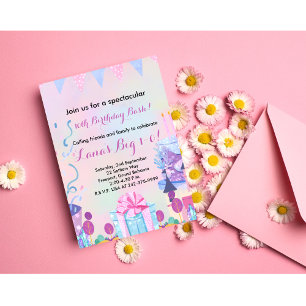 Invitation Fête d'anniversaire de 10 ans pour filles
