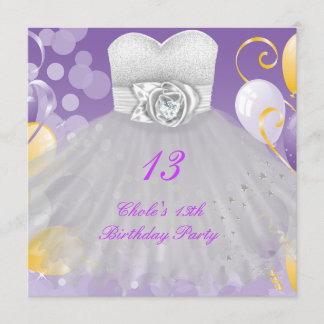 Invitation Fête d'anniversaire de 13 ans pour filles 13 ans a
