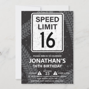 Invitation Fête d'anniversaire de 16 ans pour garçon