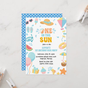 Invitation Fête d'anniversaire de 1 an au soleil de l'été Gir
