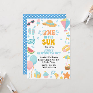 Invitation Fête d'anniversaire de 1 an au soleil de l'été Gir