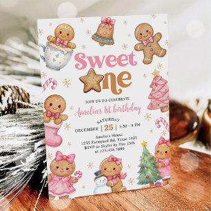 Invitation Fête d'anniversaire de 1 an Christmas Cookie Sweet