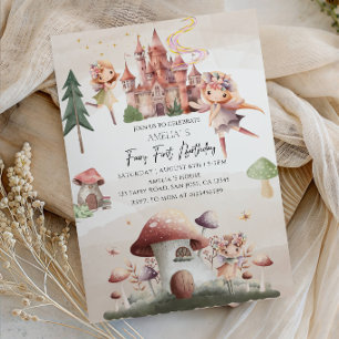Invitation Fête d'anniversaire de 1 an de la fée de la forêt