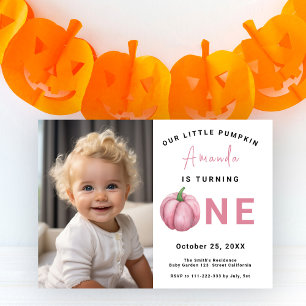 Invitation Fête d'anniversaire de 1 an de Pumpkin Girl 