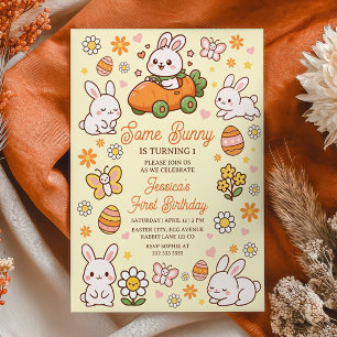 Invitation Fête d'anniversaire de 1 an de Some Bunny Cute Eas