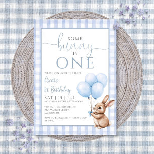 Invitation Fête d'anniversaire de 1 an de Some Bunny Is One B