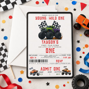 Invitation Fête d'anniversaire de 1 an des camions monstres m