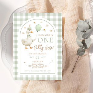 Invitation Fête d'anniversaire de 1 an d'Une Oie Idiote