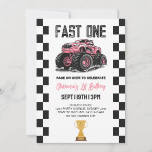 Invitation Fête d'anniversaire de 1 an pour filles roses cami