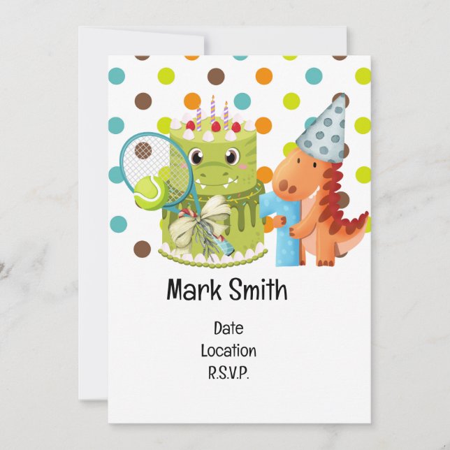 Invitation Fête d'anniversaire de 1 an sur le thème de Tennis (Devant)