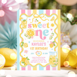 Invitation Fête d'anniversaire de 1 an Sweet One Lemon Summer
