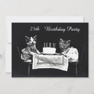 Invitation Fête d'anniversaire de 25 ans de chatons vintage m
