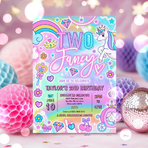 Invitation Fête d'anniversaire de 2 ans de deux princesses de