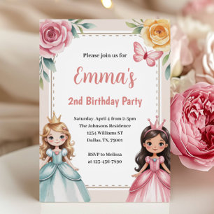Invitation Fête d'anniversaire de 2 ans de la jolie princesse