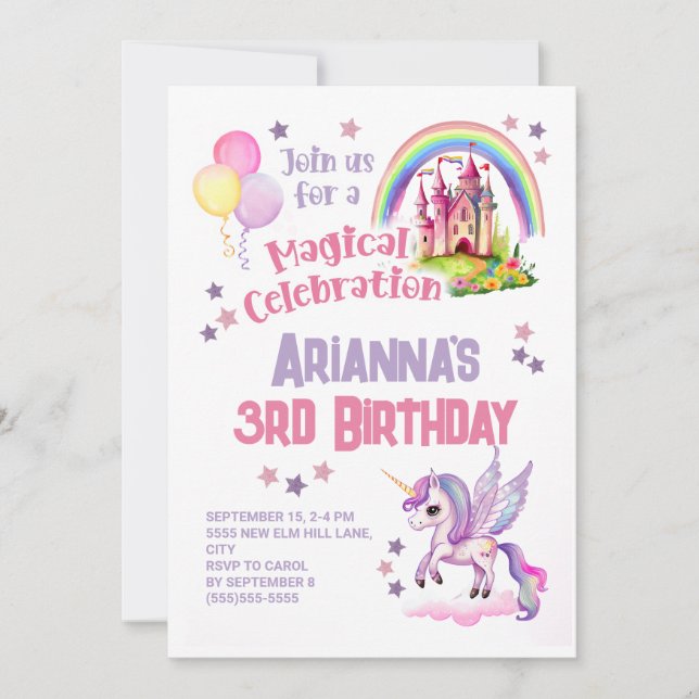 Invitation Fête d'anniversaire de 2 ans de la petite fille li (Devant)
