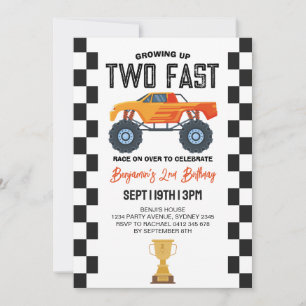 Invitation Fête d'anniversaire de 2 ans de Monster Truck