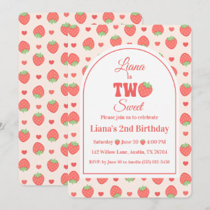 Invitation Fête d'anniversaire de 2 ans de Strawberry Berry D