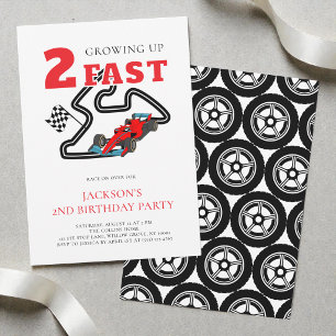 Invitation Fête d'anniversaire de 2 ans garçon voiture rouge 