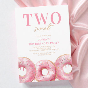 Invitation Fête d'anniversaire de 2 ans Girls Two Sweet Pink 