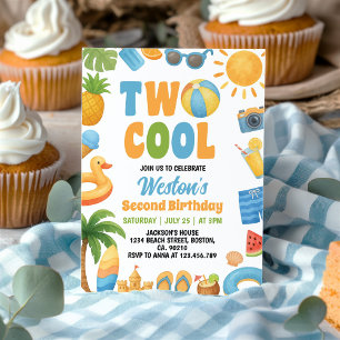 Invitation Fête d'anniversaire de 2 ans sur la plage d'été Tw