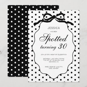 Invitation Fête d'anniversaire de 30 ans à pois avec un nœud