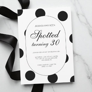 Invitation Fête d'anniversaire de 30 ans chic à pois