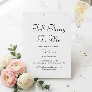 Invitation Fête d'anniversaire de 30 ans Minimal Talk Thirty