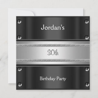 Invitation Fête d'anniversaire de 30 ans pour homme Métal Noi