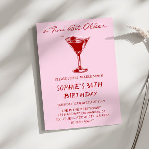Invitation Fête d'anniversaire de 30 ans Red Martini A Tini B