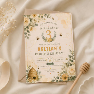 Invitation Fête d'anniversaire de 3 ans de l'abeille de miel