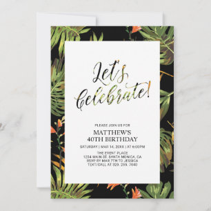 Invitation Fête d'anniversaire de 40 ans au motif de palmier 