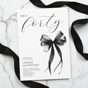 Invitation Fête d'anniversaire de 40 ans avec un ruban élégan