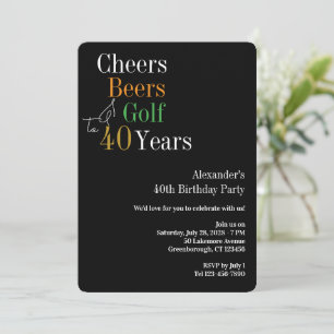 Invitation Fête d'anniversaire de 40 ans Cheers Beers Golf
