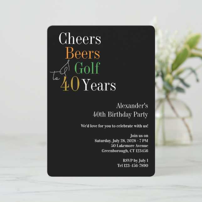 Invitation Fête d'anniversaire de 40 ans Cheers Beers Golf (Debout devant)