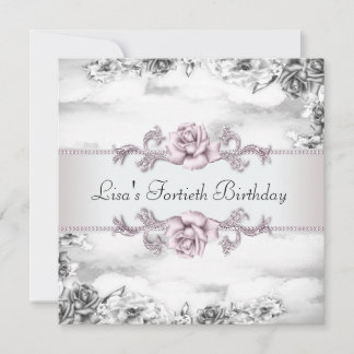 Invitation Fête d'anniversaire de 40 ans d'une femme Rose ros