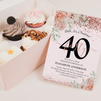 Fête d'anniversaire de 40 ans élégante rose et pai