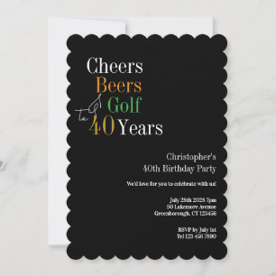 Invitation Fête d'anniversaire de 40 ans Golf Cheers Bières