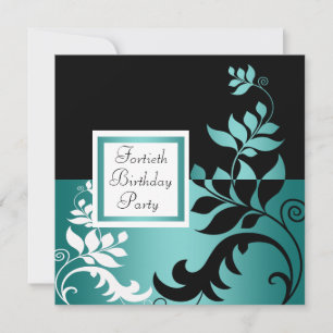 Invitation Fête d'anniversaire de 40 ans pour femme bleu sarc