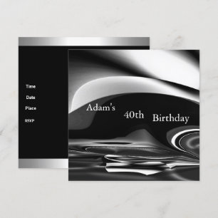 Invitation Fête d'anniversaire de 40 ans pour homme abstrait