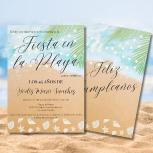 Invitation Fête d'anniversaire de 45 ans sur la plage de sabl