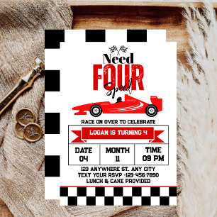 Invitation Fête d'anniversaire de 4 ans pour garçon Need Four