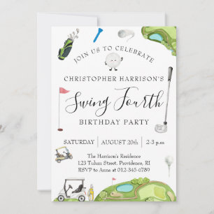 Invitation Fête d'anniversaire de 4 ans sur le thème du golf