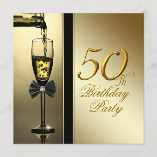 Invitation Fête d'anniversaire de 50 ans au Champagne Doré Él