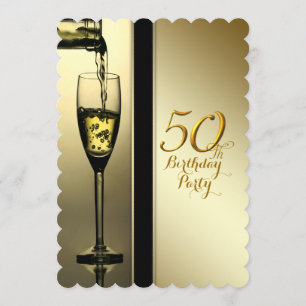 Invitation Fête d'anniversaire de 50 ans au Champagne Doré Él