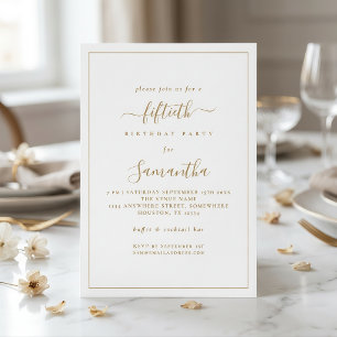 Invitation Fête d'anniversaire de 50 ans avec bordure élégant