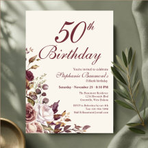 Fête d'anniversaire de 50 ans Burgundy élégant ave